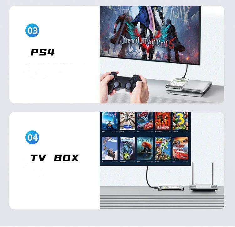2.5 Inch HDD SSD Case SATA to USB 3.1 Type C 4TB Transparent External Hard Drive Housing Compatible UASP SATA III Laptop