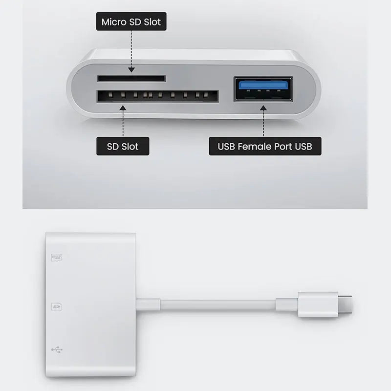 3 In 1 Adapter Type-C, Tf, Cf, Sd, Memory Card Reader, Recorder, Compact Flash Usb-C, Pro, Huawei, Macbook