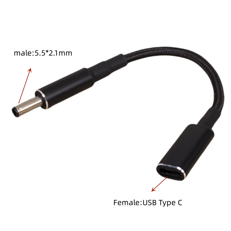 65W Type C Laptop Power Adapter Connector Plug USB Type C to Universal Laptop Charger Jack Charging Cable Cord for Notebooks