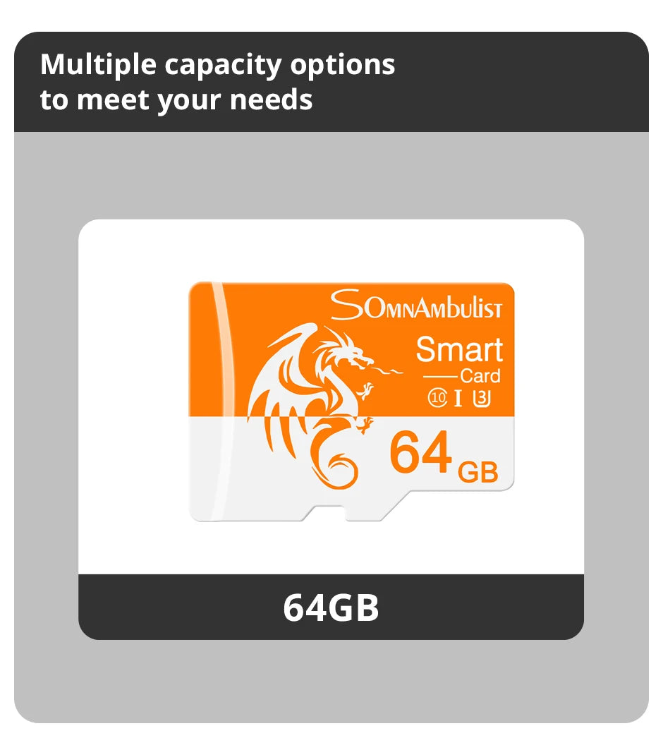 SomnAmbulist Memory Card 64GB High Speed Mini TF Card C10 U3 A1 for Drone Audio Surveillance Device 64GB TF Card