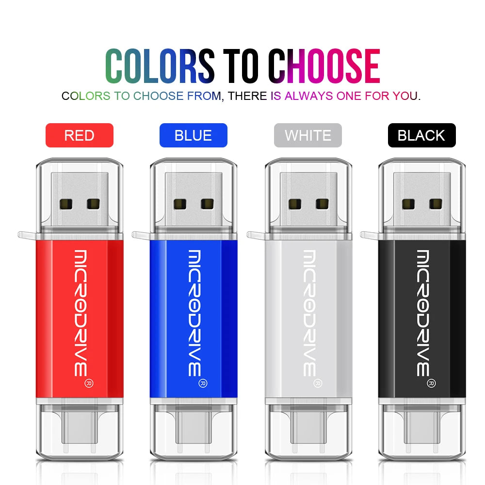 Pendrive Type C OTG USB Flash Drive 128GB 64GB 32GB 16GB 8GB 4GB USB Memory Stick 2.0 Pendrive High Speed for Type-C Device