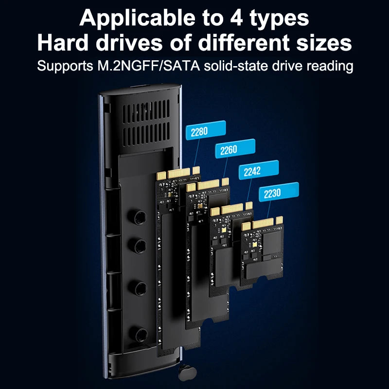 M.2 SSD Case NGFF SATA Hard Disk Box Type C USB 3.1 Transparent External SSD Case For 2230 2242 2260 2280 NGFF M.2 Harddisk Case
