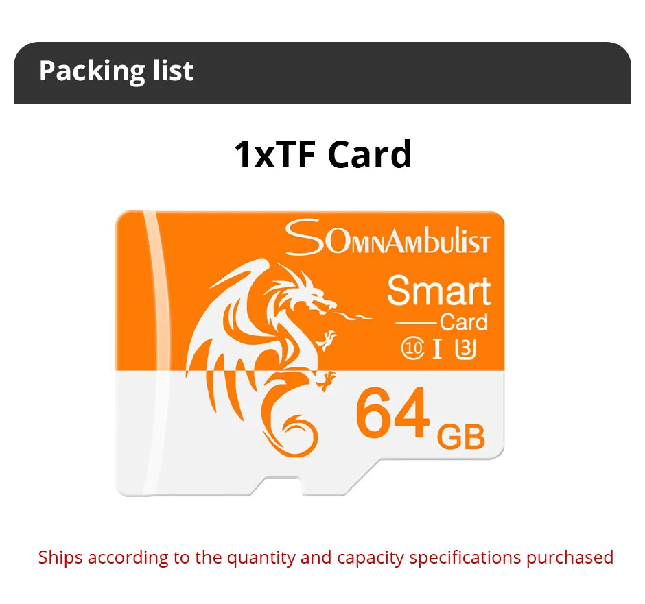 SomnAmbulist Memory Card 64GB High Speed Mini TF Card C10 U3 A1 for Drone Audio Surveillance Device 64GB TF Card