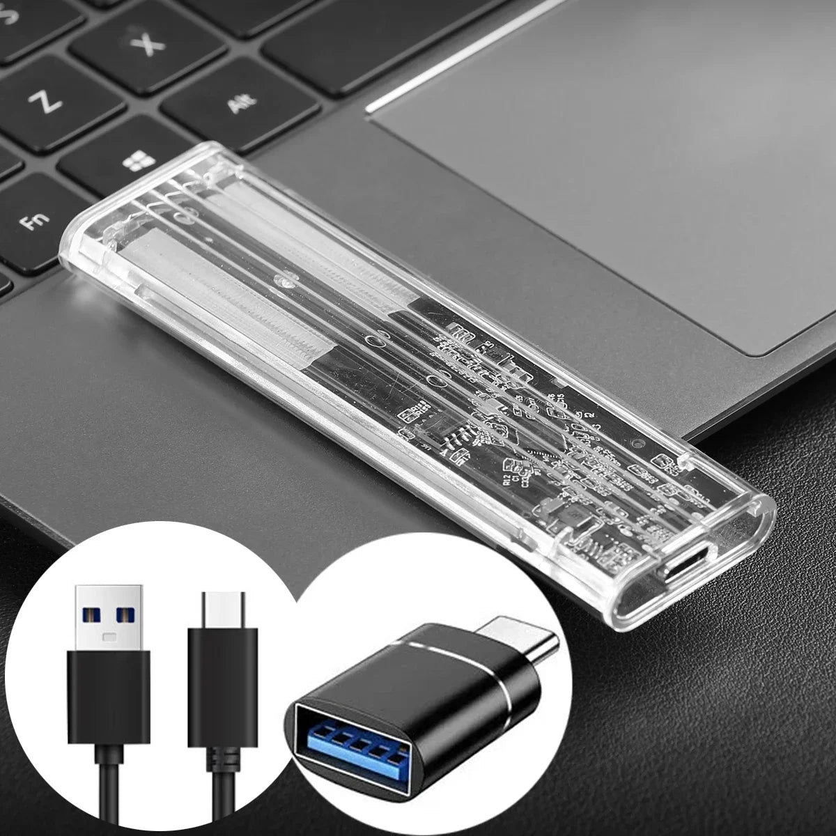 M.2 SSD Case NGFF SATA Hard Disk Box Type C USB 3.1 Transparent External SSD Case For 2230 2242 2260 2280 NGFF M.2 Harddisk Case