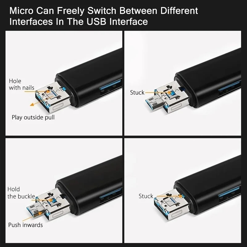 New 5 in 1 Multifunction USB 2.0 Type C USB Micro USB SD TF Memory Card Reader for Android Computer Dock OTG Type C Adapter