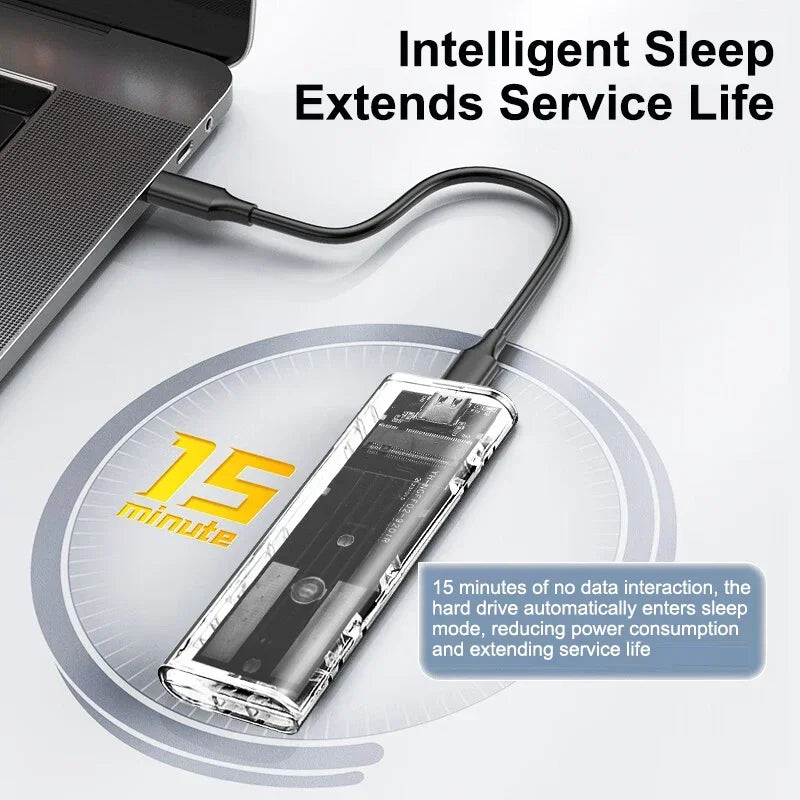 M.2 SSD Case NGFF SATA Hard Disk Box Type C USB 3.1 Transparent External SSD Case For 2230 2242 2260 2280 NGFF M.2 Harddisk Case