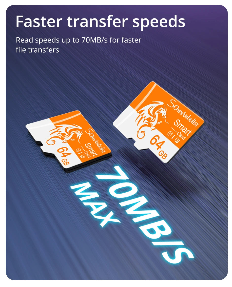 SomnAmbulist Memory Card 64GB High Speed Mini TF Card C10 U3 A1 for Drone Audio Surveillance Device 64GB TF Card