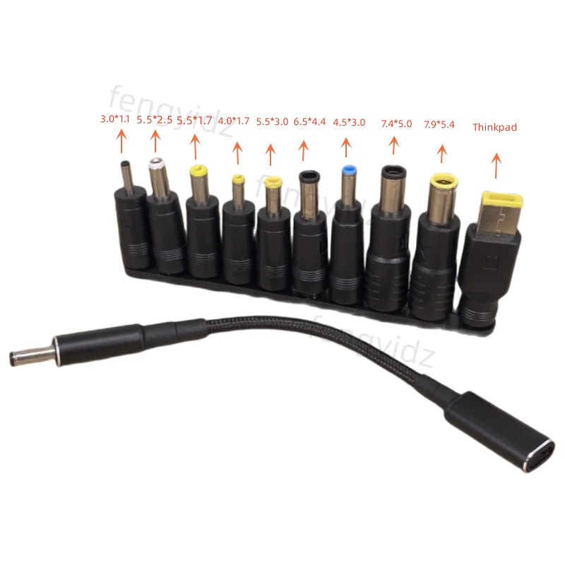 65W Type C Laptop Power Adapter Connector Plug USB Type C to Universal Laptop Charger Jack Charging Cable Cord for Notebooks