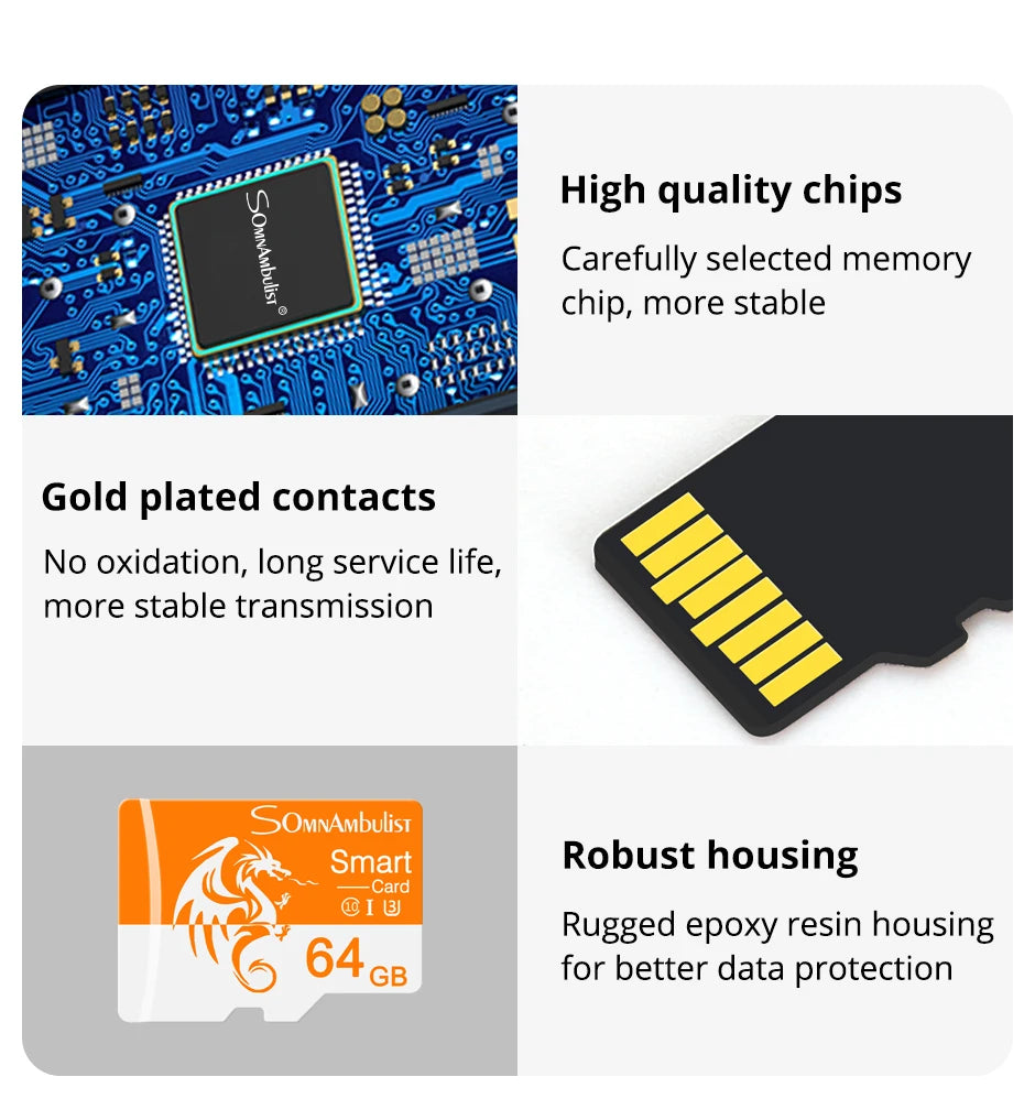 SomnAmbulist Memory Card 64GB High Speed Mini TF Card C10 U3 A1 for Drone Audio Surveillance Device 64GB TF Card