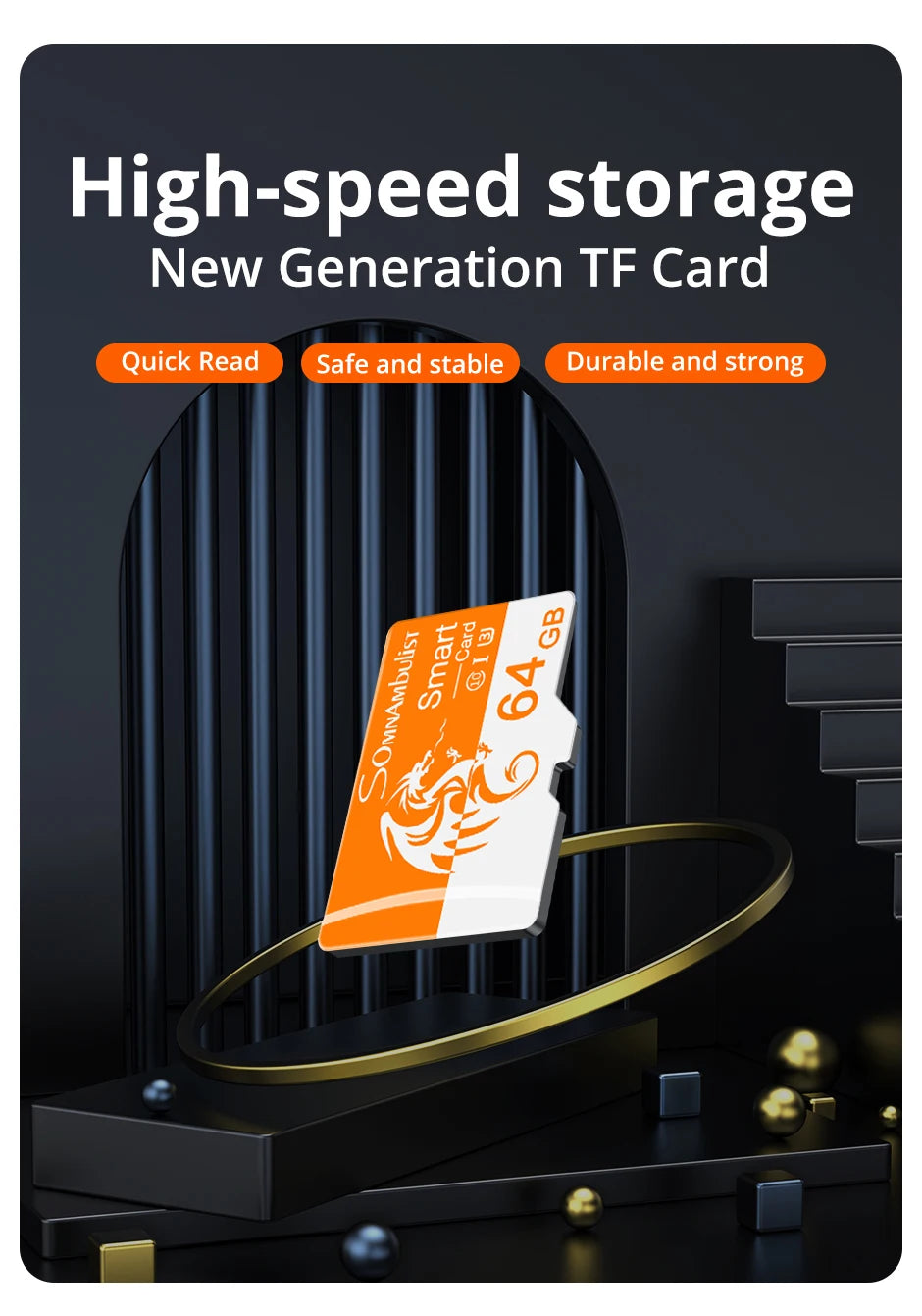 SomnAmbulist Memory Card 64GB High Speed Mini TF Card C10 U3 A1 for Drone Audio Surveillance Device 64GB TF Card